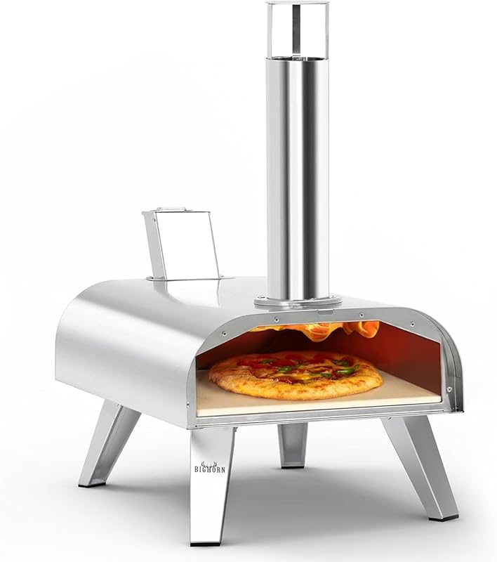 BIG HORN OUTDOORS 12-inch Multi-Fuel Outdoor Pizza Oven: Portable Wood