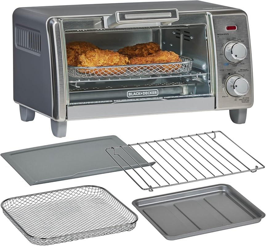 BLACK+DECKER 4-Slice Air Fry Convection Toaster Oven, Stainless Steel,