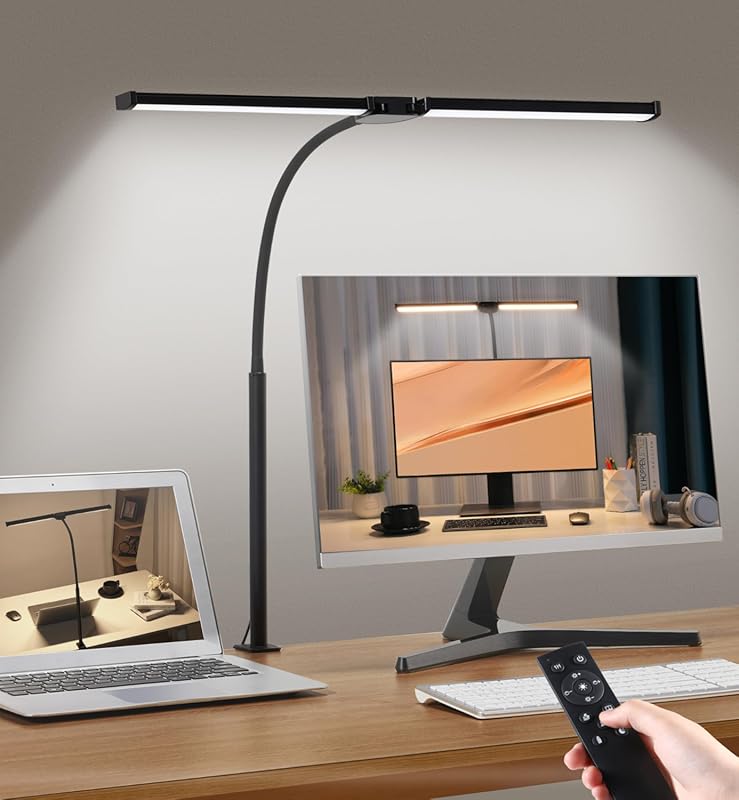 Eye-Care LED Architect Desk Lamp with Clamp for Double Head Computer M