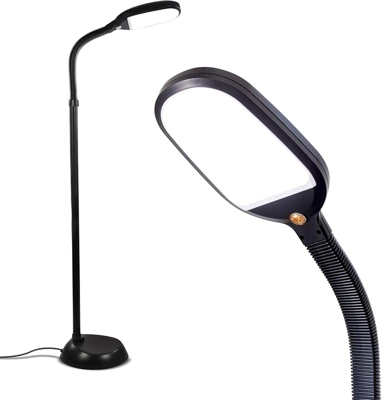 Brightech Litespan Black LED Gooseneck Floor Lamp: Adjustable Reading,