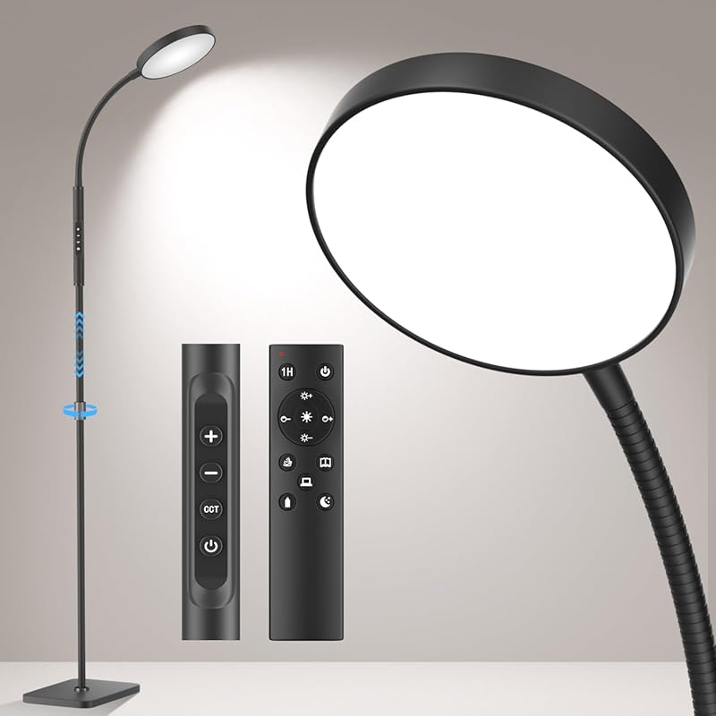 Adjustable Gooseneck Dimmable LED Floor Lamp with Remote & Touch Contr