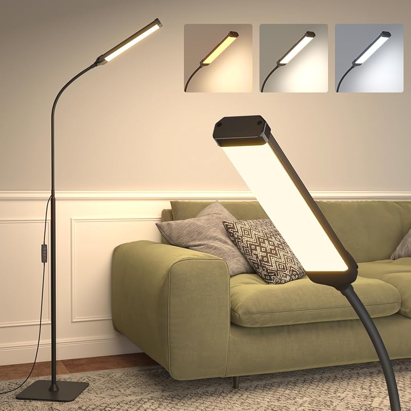 LED Floor Lamp: Adjustable Stepless Color & Brightness, Standing Readi