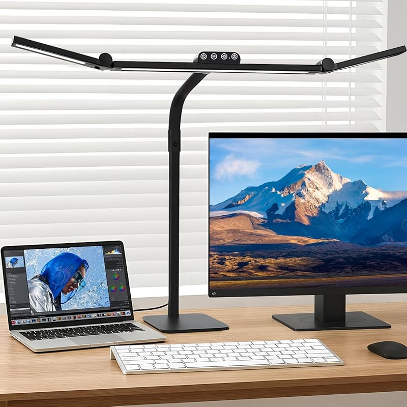 28.2" LED Desk Lamp, Adjustable Gooseneck Swing Arm, Ultra Bright Dimm